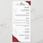 Rote Rosen-Hochzeit geblüht Menükarte (Vorderseite)