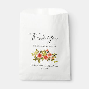 Rote Rosen Hochzeit mit Aquarellblumen Vielen Dank Geschenktütchen