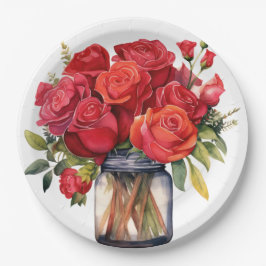 Rote Rosen Hochzeit Pappteller