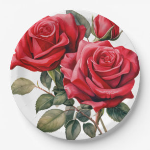 Rote Rosen Hochzeit Pappteller