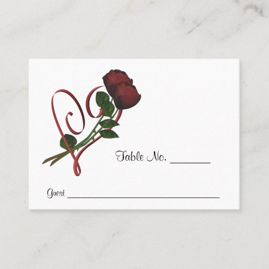 Rote Rosen Hochzeit Personalisiert Platzkarte (Vorderseite)