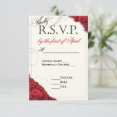 Rote Rosen Hochzeit RSVP Karte (Stehend Vorderseite)