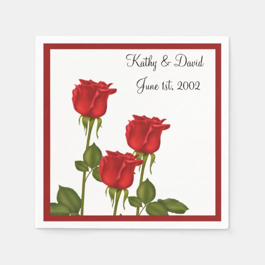 Rote Rosen (Hochzeit) Serviette (Vorderseite)