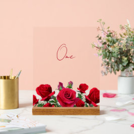 Rote Rosen Hochzeit Tischnummer Acrylschild