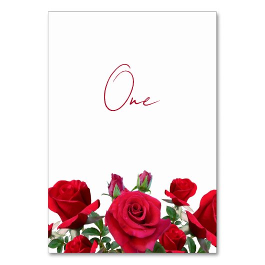 Rote Rosen Hochzeit Tischnummer Schriftkarten gesc (Vorderseite)