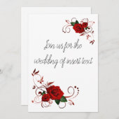 Rote Rosen Hochzeiten Einladung (Vorne/Hinten)