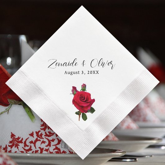Rote Rosen Hochzeiten Personalisierter Napkins Serviette