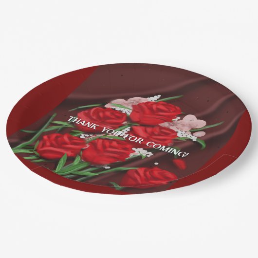 Rote Rosen Hochzeiten Teller (Schrägansicht)