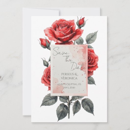 Rote Rosen Hochzeits-Einladung Einladung (Vorderseite)