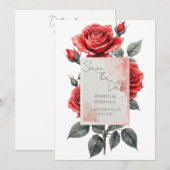 Rote Rosen Hochzeits-Einladung Einladung (Vorne/Hinten)