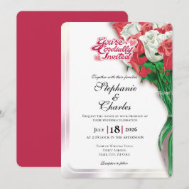 Rote Rosen Hochzeits-Einladung - Rote Buchstaben 1 Einladung