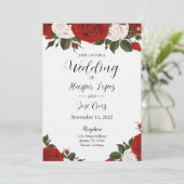Rote Rosen Hochzeitseinladung Einladung (Stehend Vorderseite)