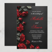Rote Rosen Hochzeitseinladung Einladung (Vorne/Hinten)