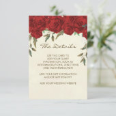 rote Rosen Hochzeitsinformationen Begleitkarte (Stehend Vorderseite)