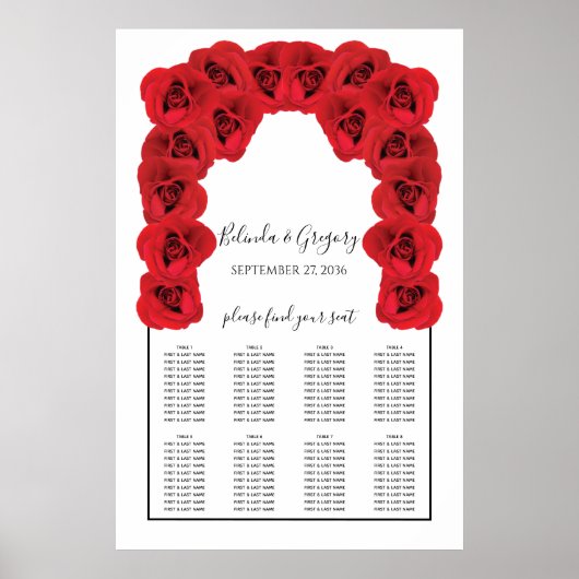 Rote Rosen Hochzeitskarte Poster (Vorne)