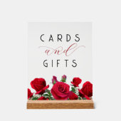 Rote Rosen Hochzeitskarten in Geschenktischen Acrylschild (Vorderseite)