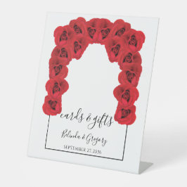 Rote Rosen Hochzeitskarten und Geschenke Sockelschild
