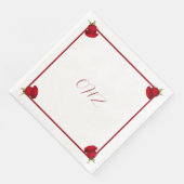 Rote Rosen Hochzeitsmonogramm Servietten (Ecke)