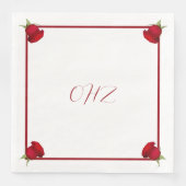 Rote Rosen Hochzeitsmonogramm Servietten (Vorderseite)