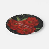 Rote Rosen Hochzeitspapier-Teller Pappteller (Schrägansicht)