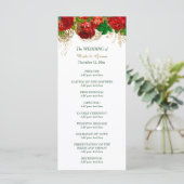 Rote Rosen-Hochzeitsprogramm Programm (Stehend Vorderseite)