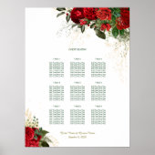Rote Rosen Hochzeitsstichtabelle Poster (Vorne)