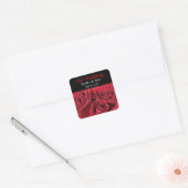Rote Rosen Hochzeitsticker Quadratischer Aufkleber (Umschlag)