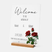 Rote Rosen Hochzeitszeichen Acrylschild (Winkel)