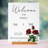 Rote Rosen Hochzeitszeichen Acrylschild (Neutral)