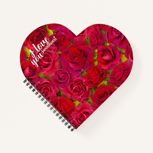 Rote Rosen Ich liebe dich Name Notizblock (Vorderseite)