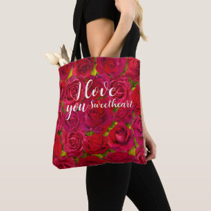 Rote Rosen Ich liebe dich Name Tasche