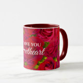 Rote Rosen Ich liebe dich Name Tasse (VorderseiteRechts)