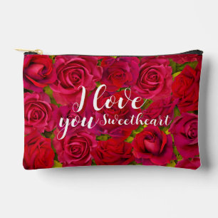 Rote Rosen Ich liebe dich Name Zubehörtasche