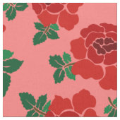 Rote Rosen Illustrierte Nahtlose Muster Stoff (Nahaufnahme)