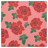 Rote Rosen Illustrierte Nahtlose Muster Stoff (Muster)