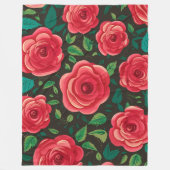Rote Rosen im Blut: Eine üppige Blumenanzeige Fleecedecke (Vorderseite)