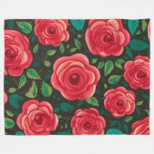 Rote Rosen im Blut: Eine üppige Blumenanzeige Fleecedecke (Vorderseite (Horizontal))