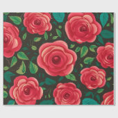 Rote Rosen im Blut: Eine üppige Blumenanzeige Geschenkpapier (Flach)