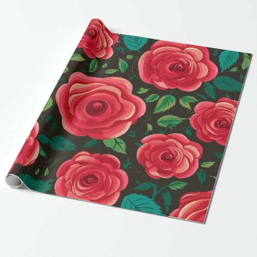 Rote Rosen im Blut: Eine üppige Blumenanzeige Geschenkpapier (Ungerollt)