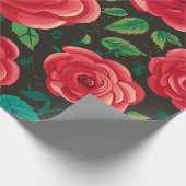 Rote Rosen im Blut: Eine üppige Blumenanzeige Geschenkpapier (Ecke)