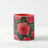 Rote Rosen im Blut: Eine üppige Blumenanzeige Tasse (Zentrum)