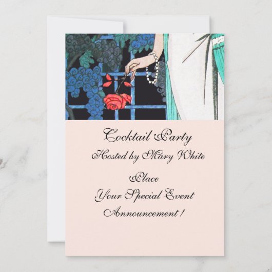 ROTE ROSEN im Cocktail-Party zum Abendessen zum Ju Einladung (Rückseite)