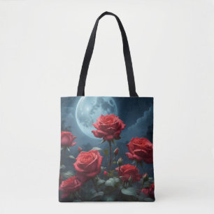 Rote Rosen im Mondlicht Tasche