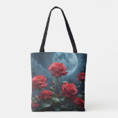 Rote Rosen im Mondlicht Tasche (Rückseite)