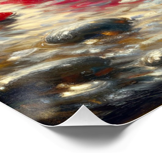 Rote Rosen im Regen Poster (Ecke)