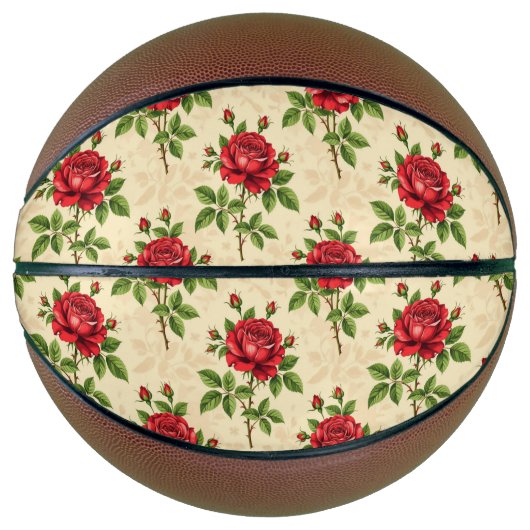 Rote Rosen im Vintage-Muster Basketball (Vorderseite)