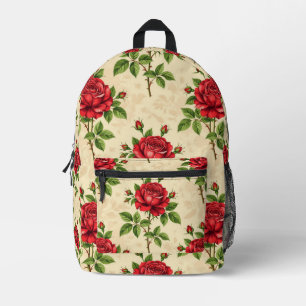 Rote Rosen im Vintage-Muster Bedruckter Rucksack