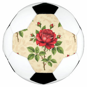 Rote Rosen im Vintage-Muster Fußball
