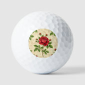 Rote Rosen im Vintage-Muster Golfball (Vorderseite)