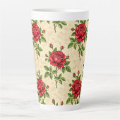 Rote Rosen im Vintage-Muster Milchtasse (Vorderseite)